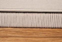 "Канны" левый модуль плетеный из роупа, основание дуб, роуп бежевый круглый, ткань бежевая 052
