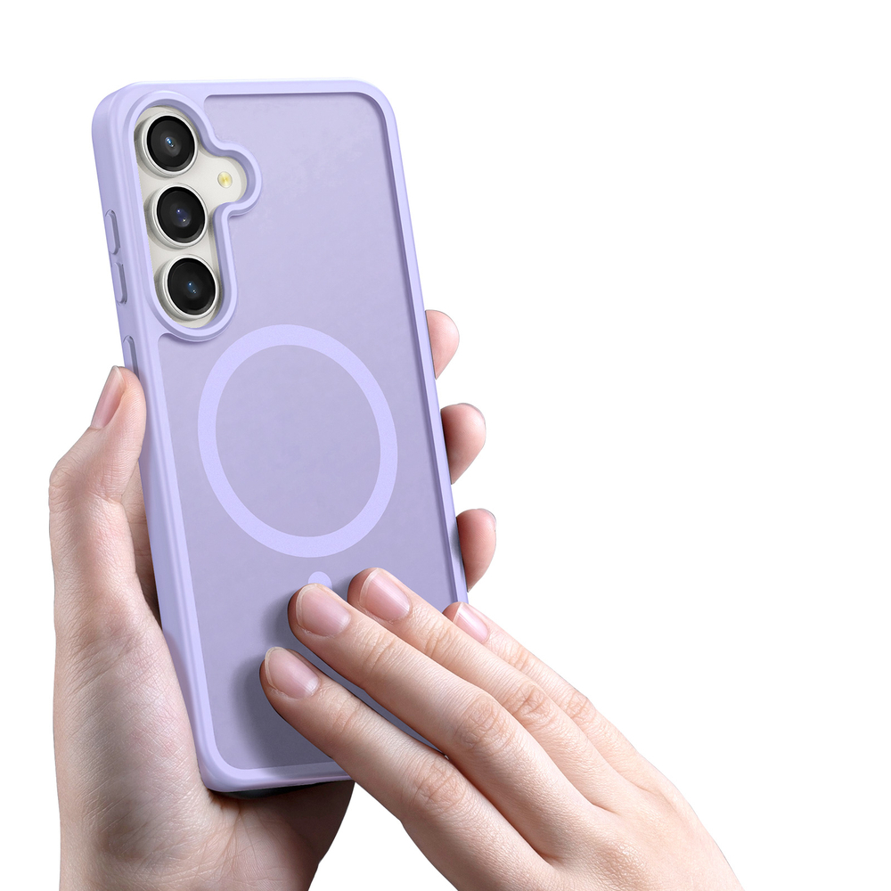 Прозрачный матовый чехол светло-фиолетового цвета с MagSafe от Dux Ducis для Samsung Galaxy S25 FE, серия Yind Series Case
