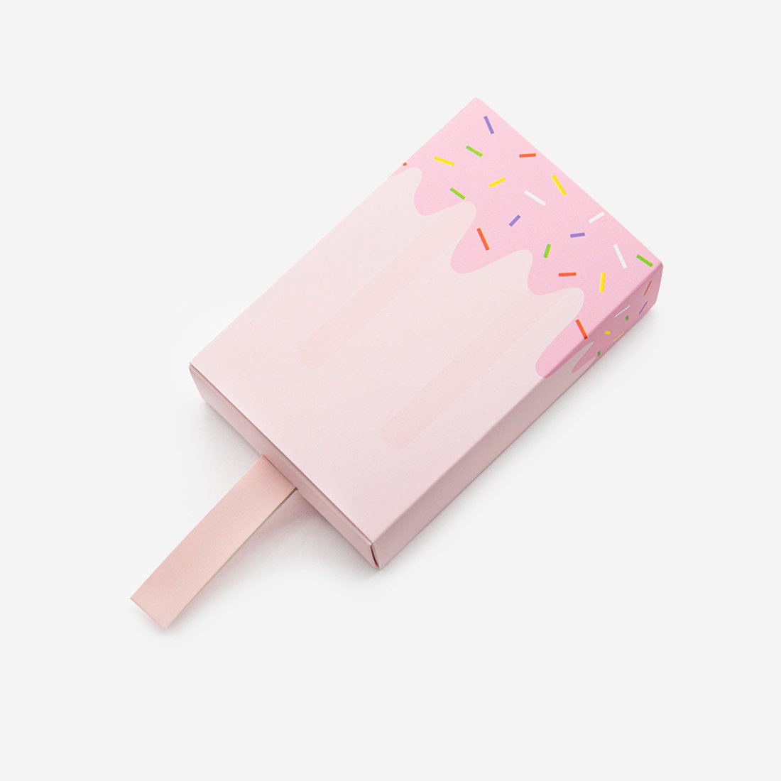 Складная подарочная коробка "Мороженое", 100*65мм, розовая