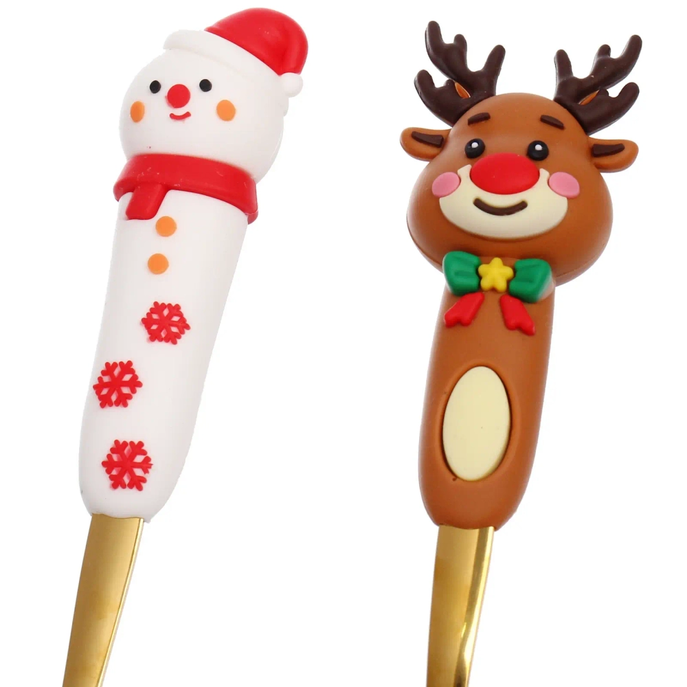 Набор для десерта «Новогодняя семейка» 2предмета (ложка+вилка) в подарочной коробке, золото