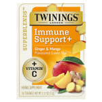 Twinings, Superblends ™, поддержка иммунитета и зеленый чай, имбирь и манго, 16 чайных пакетиков, 32 г (1,12 унции)