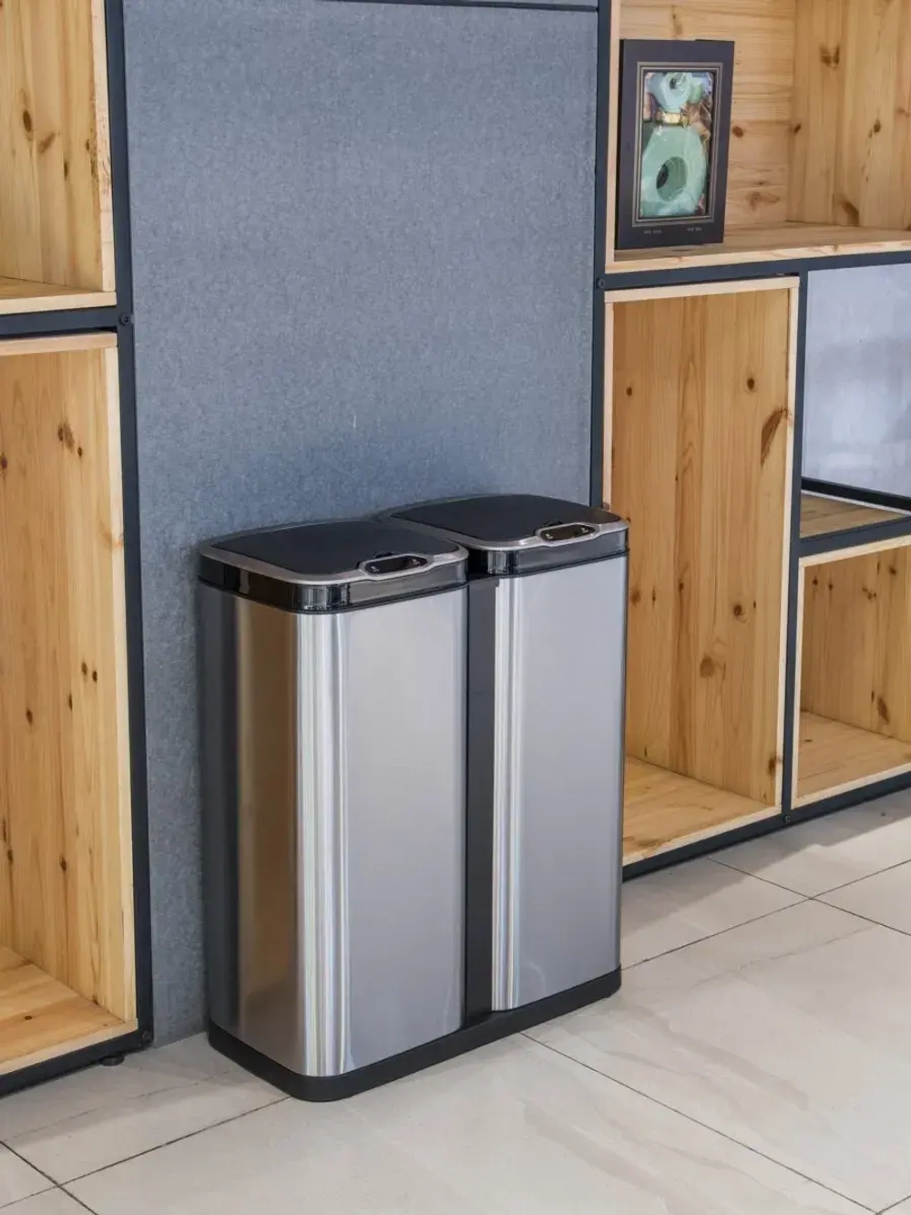 Ведро для раздельного сбора мусора, сенсорное, 2 емкости, Foodatlas JAH-8523, 60л (30+30)