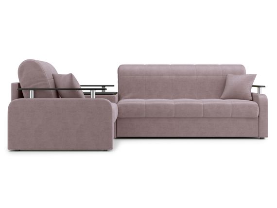 Диван угловой с Баром Денвер 1,8 - Velutto 22 коричневый/  коричневая накладка