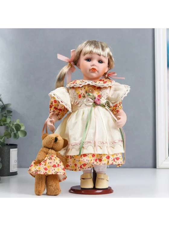 Кукла керамическая фарфоровая Иришка в платье 30 см