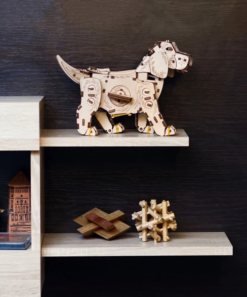 Сборная деревянная модель «Механический щенок Puppy» (EWA)