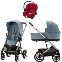 Коляска Cybex Talos S Lux TPE complete Aton B2 Dynamic Red 3 в 1 Stormy Blue с дождевиками