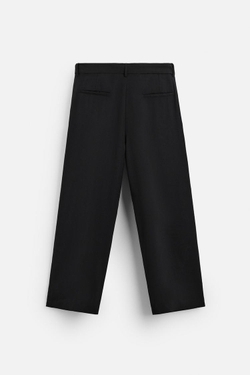 ZARA БРЮКИ С ЗАЩИПАМИ И РЕМНЕМ, ЧЕРНЫЙ