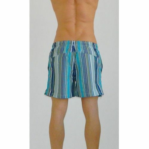 Мужские шорты плавательные голубые в полоску Calvin Klein Swimming Edition Aqua