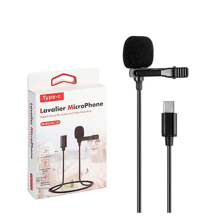 Проводной петличный микрофон GL-121, разъем Type-C (черный)
