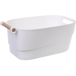 Корзинка для хранения с бамбуковой ручкой «БРАМИНГЕМ», цвет белый, 33.5*18*15.5см