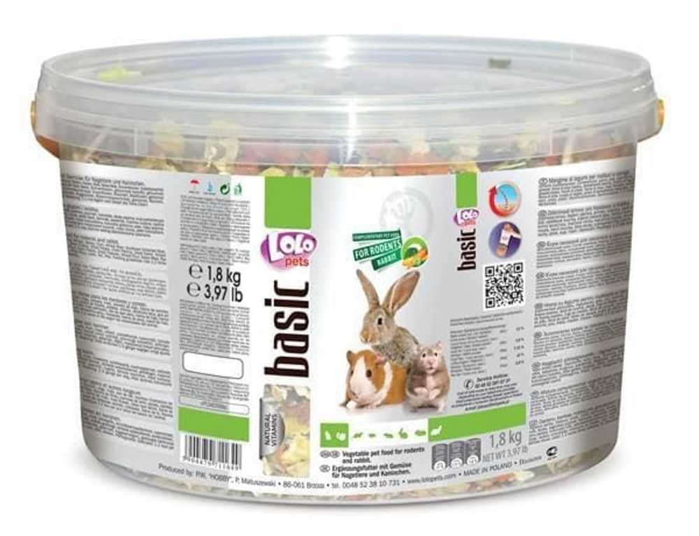LoLo PETS Корм для грызунов и кроликов овощной. Ведро 2кг
