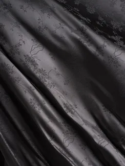 Ткань шелк Армани Жаккард, арт. 1870/2, дизайн "цветы на ветке", черный