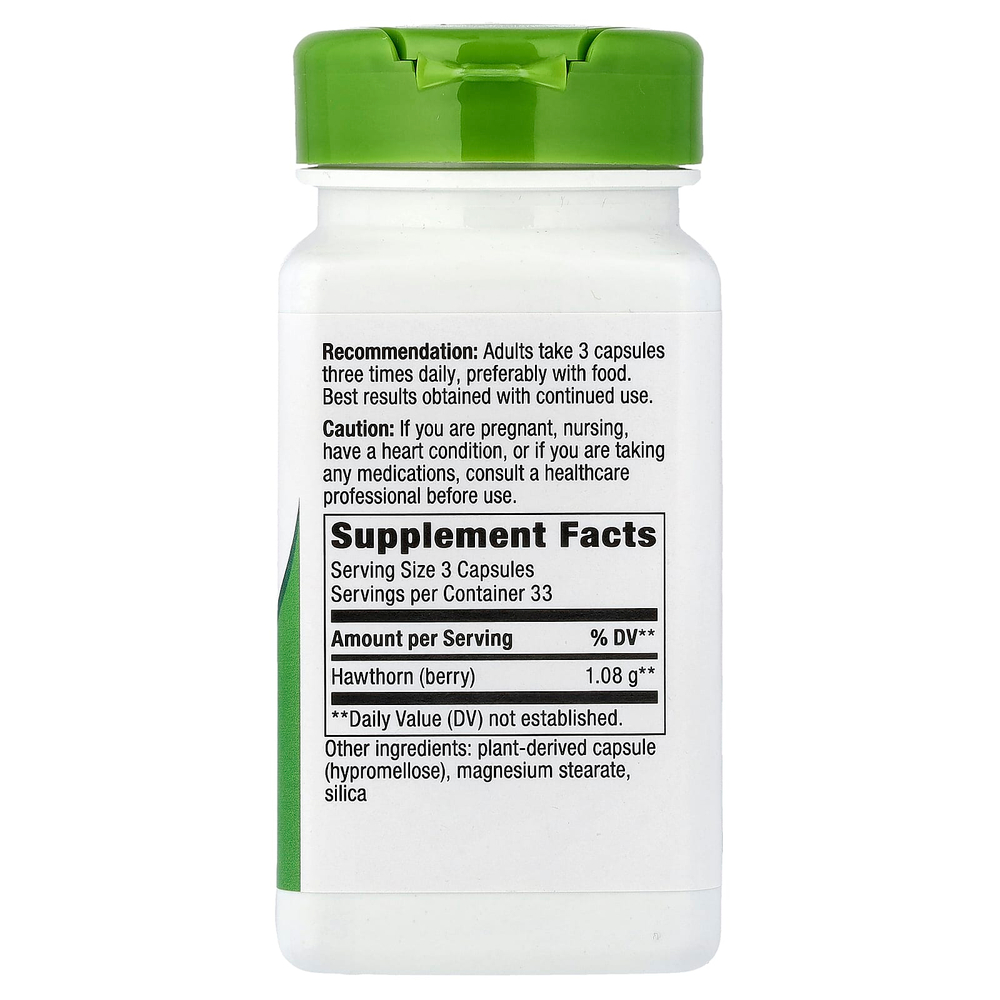 Nature's Way, ягоды боярышника, 100 веганских капсул (360 мг в 1 капсуле)