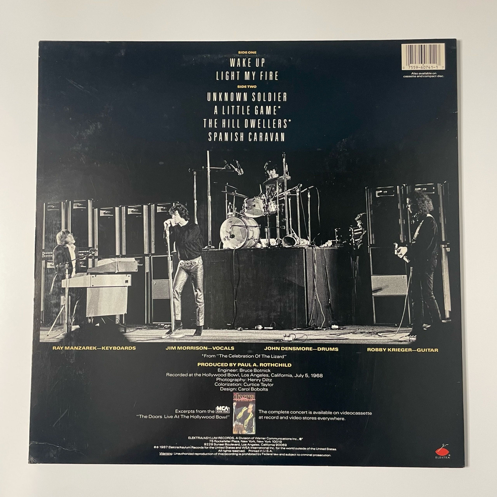 Винтажная виниловая пластинка LP The Doors Live At The Hollywood Bowl (США 1987)