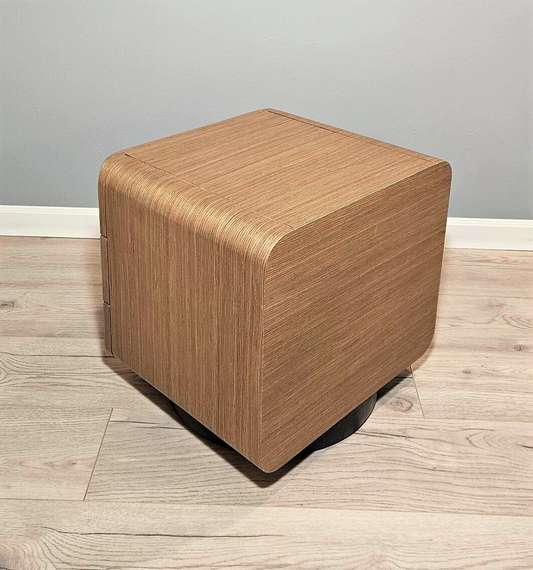 Тумба прикроватная SG-46, бежевая экокожа, шпон ореха