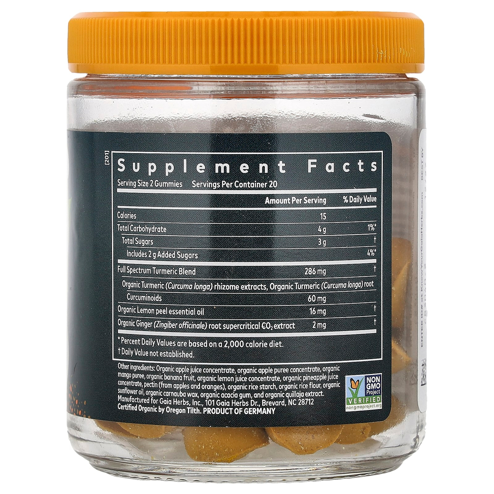 Gaia Herbs, Turmeric Supreme®, ежедневные жевательные таблетки для взрослых, со вкусом лимона и имбиря, 40 жевательных таблеток