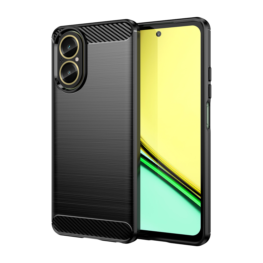 Мягкий защитный чехол для смартфона Realme C67 4G, серия Carbon (дизайн в стиле карбон) от Caseport