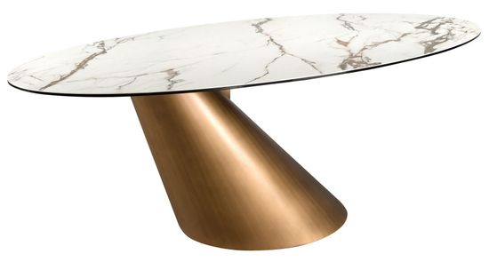 Овальный обеденный стол 1160 из керамики в мраморной отделке и стали бронзового цвета Испания