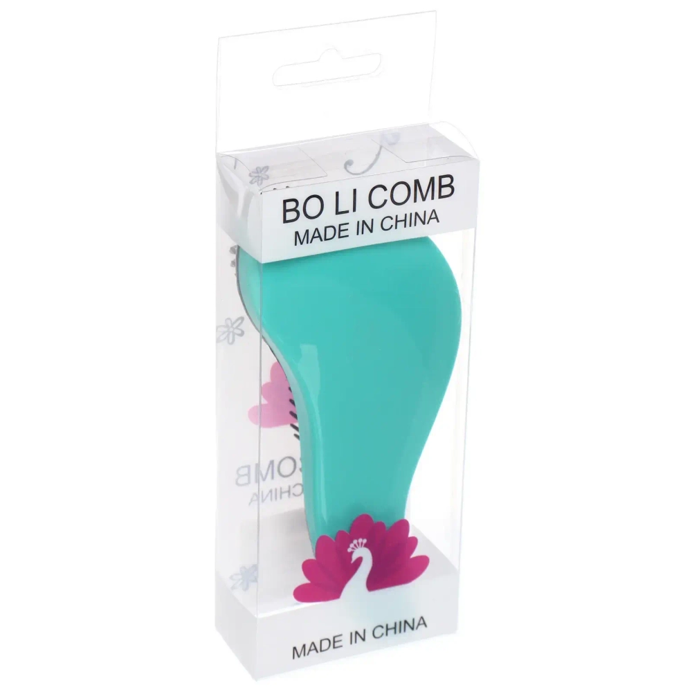 Расческа массажная «Компактная-капля», цвет мятный, в коробке, 15см