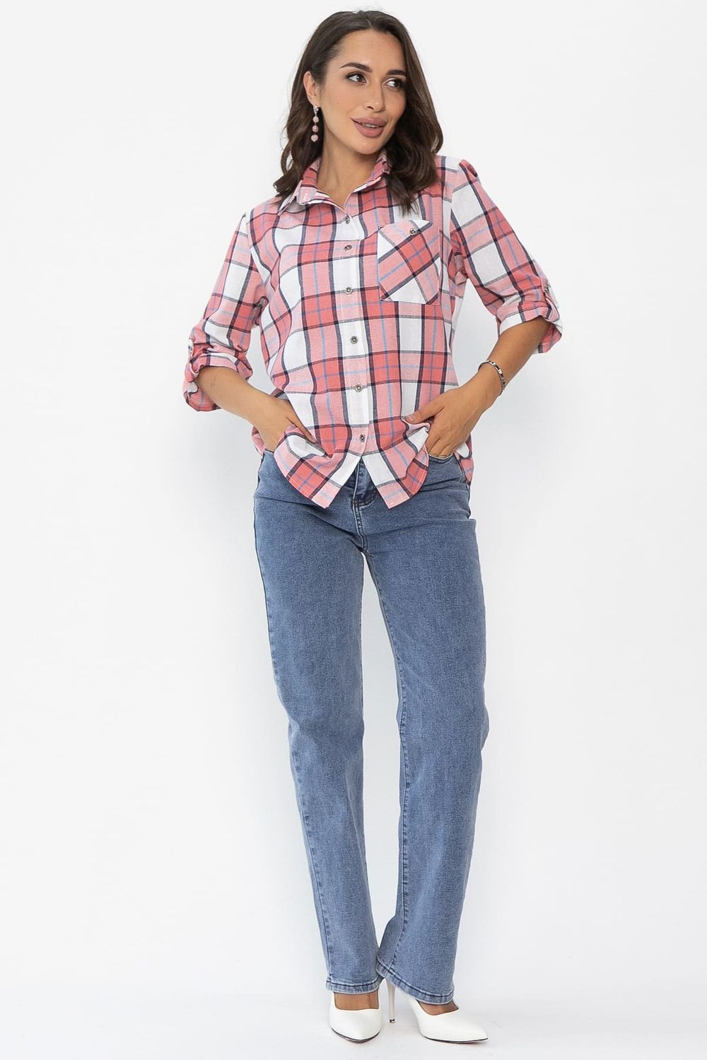 Рубашка Аланта (бело-розовая) Б14036-18М LT Collection