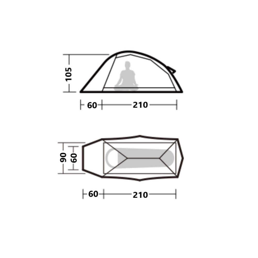 Палатка Naturehike Cloud Up UL Si 1-местная, алюминиевый каркас, серая, CNK2450WS017-G1