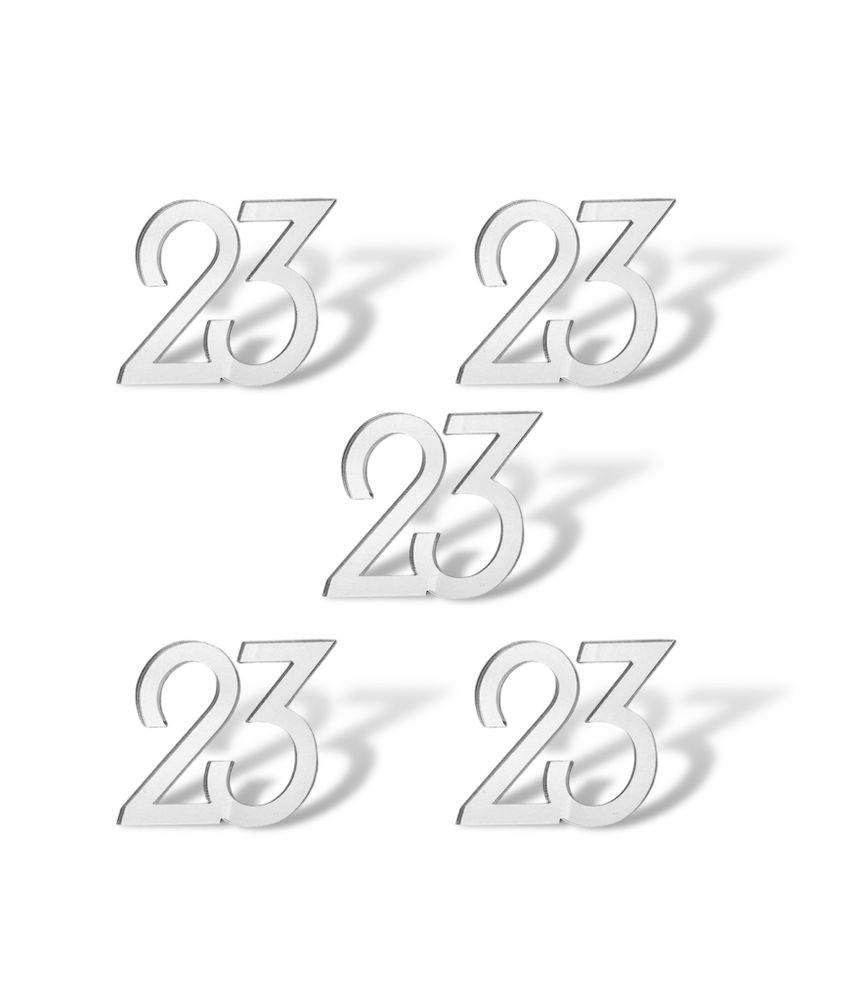 Топпер Мини надпись &quot;23&quot; №1 (4см) 5шт акрил СЕРЕБРО