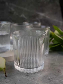 Набор ребристых бокалов для виски, 350 мл. 6 шт. Прозрачные