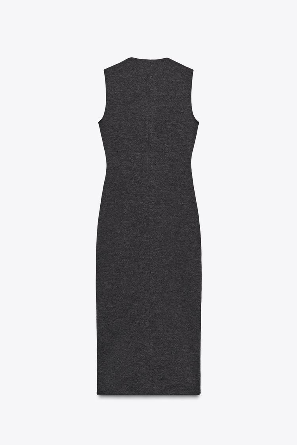 ZARA ПЛАТЬЕ МИДИ С ПУГОВИЦАМИ, ТЕМНЫЙ АНТРАЦИТ