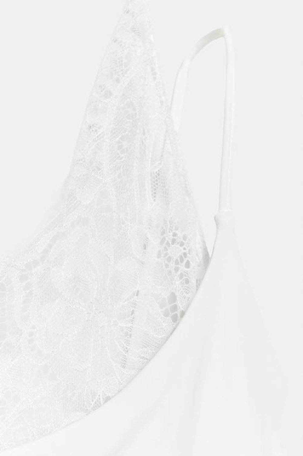 ZARA ТОП С ГОРЛОВИНОЙ ХАЛТЕР И КРУЖЕВОМ, БЕЛЫЙ