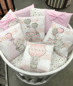 Комплект в кроватку 18 предметов "Слоник розовый", сатин