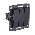 Выключатель 3-клавишный 10А/250В, черный матовый Kollinger REA-S-012BM для Aspekt, Eleganz, Reflex