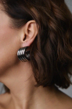 Серьги пусеты широкие графитовые кольца