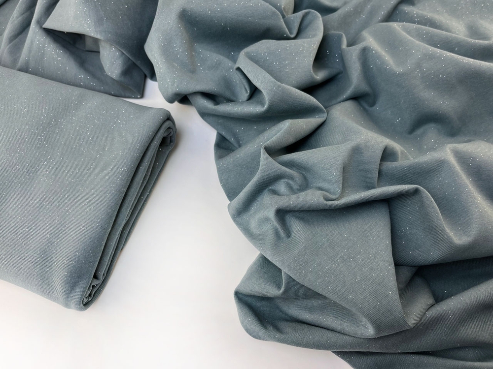 СЕРО-ГОЛУБОЙ - Рибана с лайкрой БЛЕСК, компакт пенье (1380 Елена)