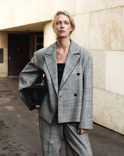 Жакет двубортный из шерсти Стелла Маккартни канва черно-серый