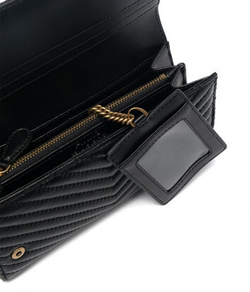 LOVE BIRDS QUILTED WALLET - black