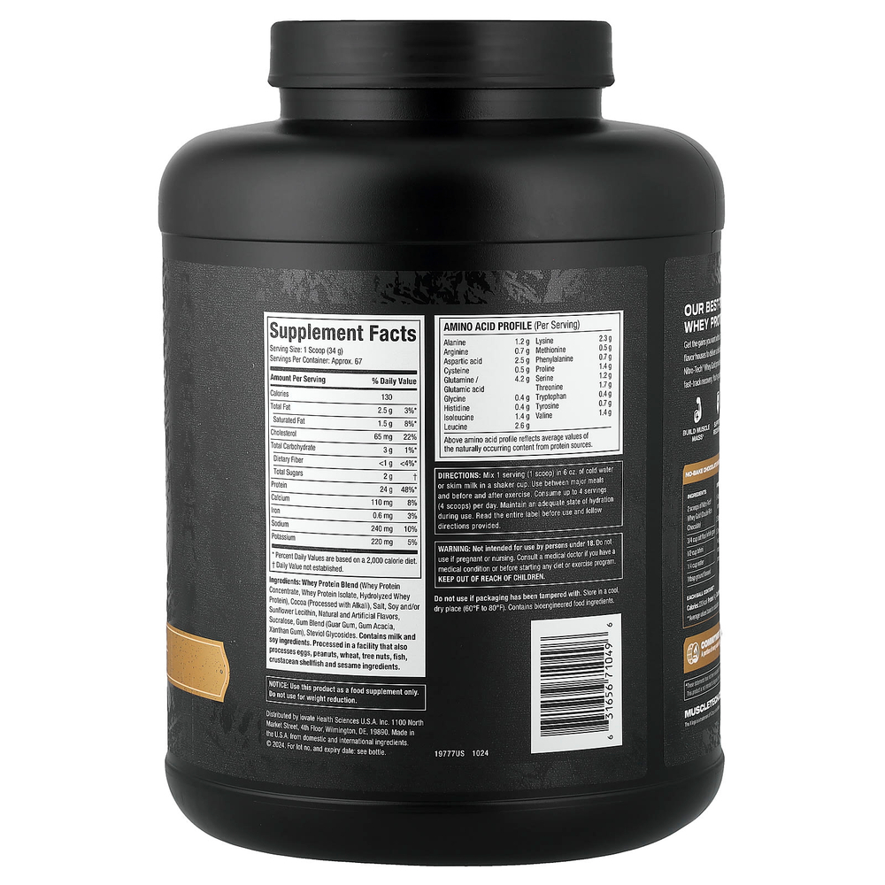 MuscleTech, Nitro-Tech™ Whey Gold, вкусный сывороточный протеин, со вкусом двойного шоколада, 2,27 кг (5 фунтов)