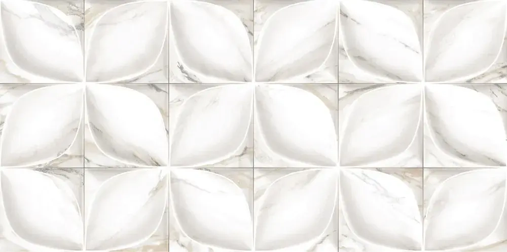 Настенная плитка ALMA Ceramica TWU09LAR014 Laura 50x24.9 белая глянцевая рельефная под мозаику