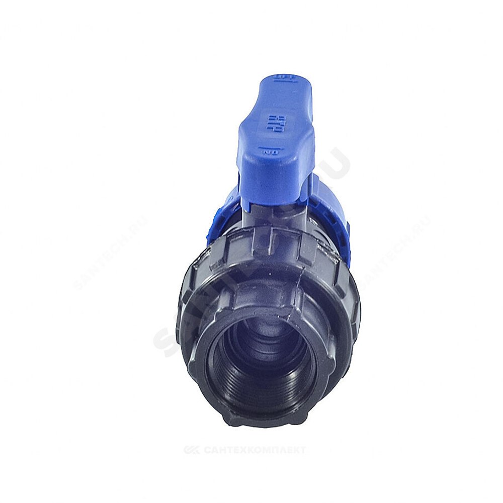 Кран шаровой компрессионный ПЭ Дн 32х1/2" ВР Ру10 RTP (РосТурПласт) 14397