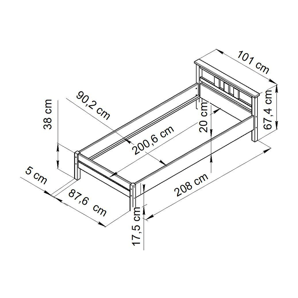 Кровать 90х200, Мерси, детская и взрослая, односпальная, деревянная, белый, Dipriz
