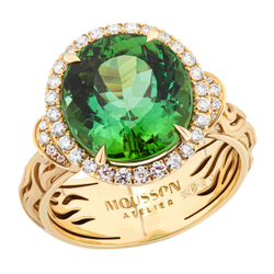 Кольцо с Турмалином и Бриллиантами, R0144-0/2