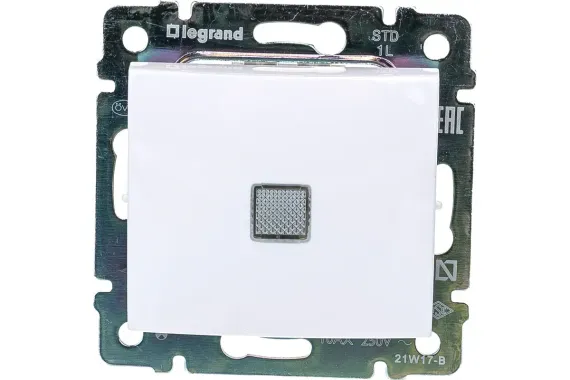 Выключатель Legrand Valena 1 клавиша с индикатором белый 00758
