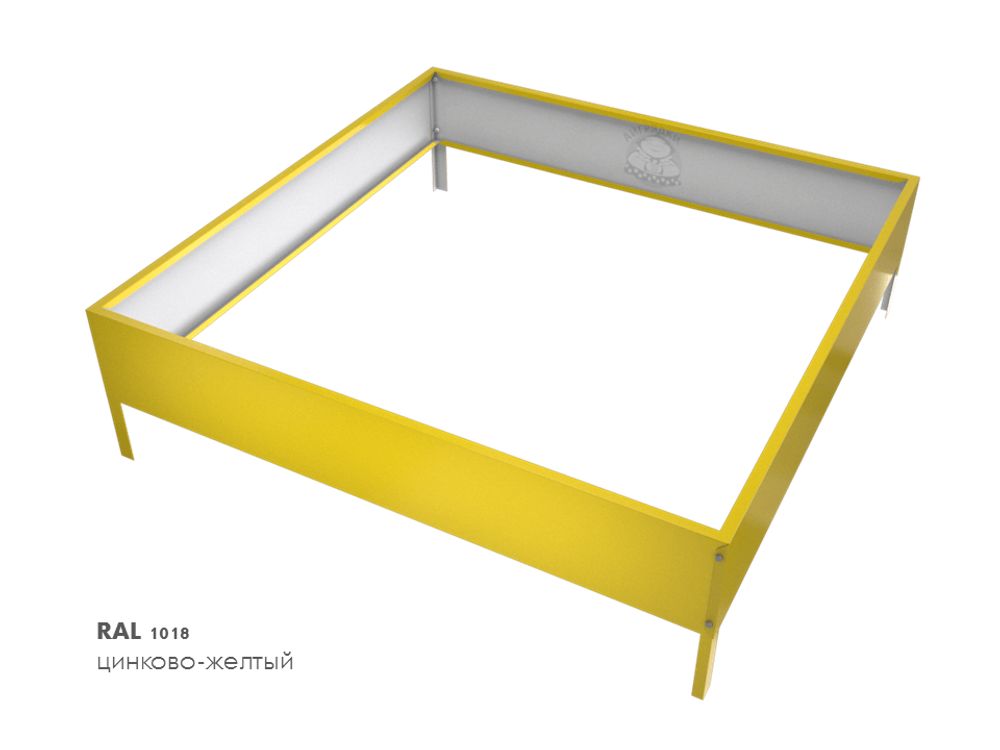 Клумба квадратная оцинкованная 1 ярус RAL 1018 Цинково-жёлтый