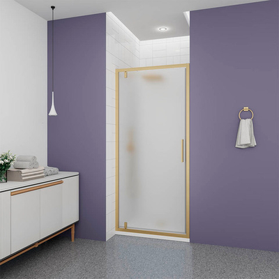 Душевая дверь Veconi Ottimo P30 G, 700x1900, золото брашинг, стекло матовое