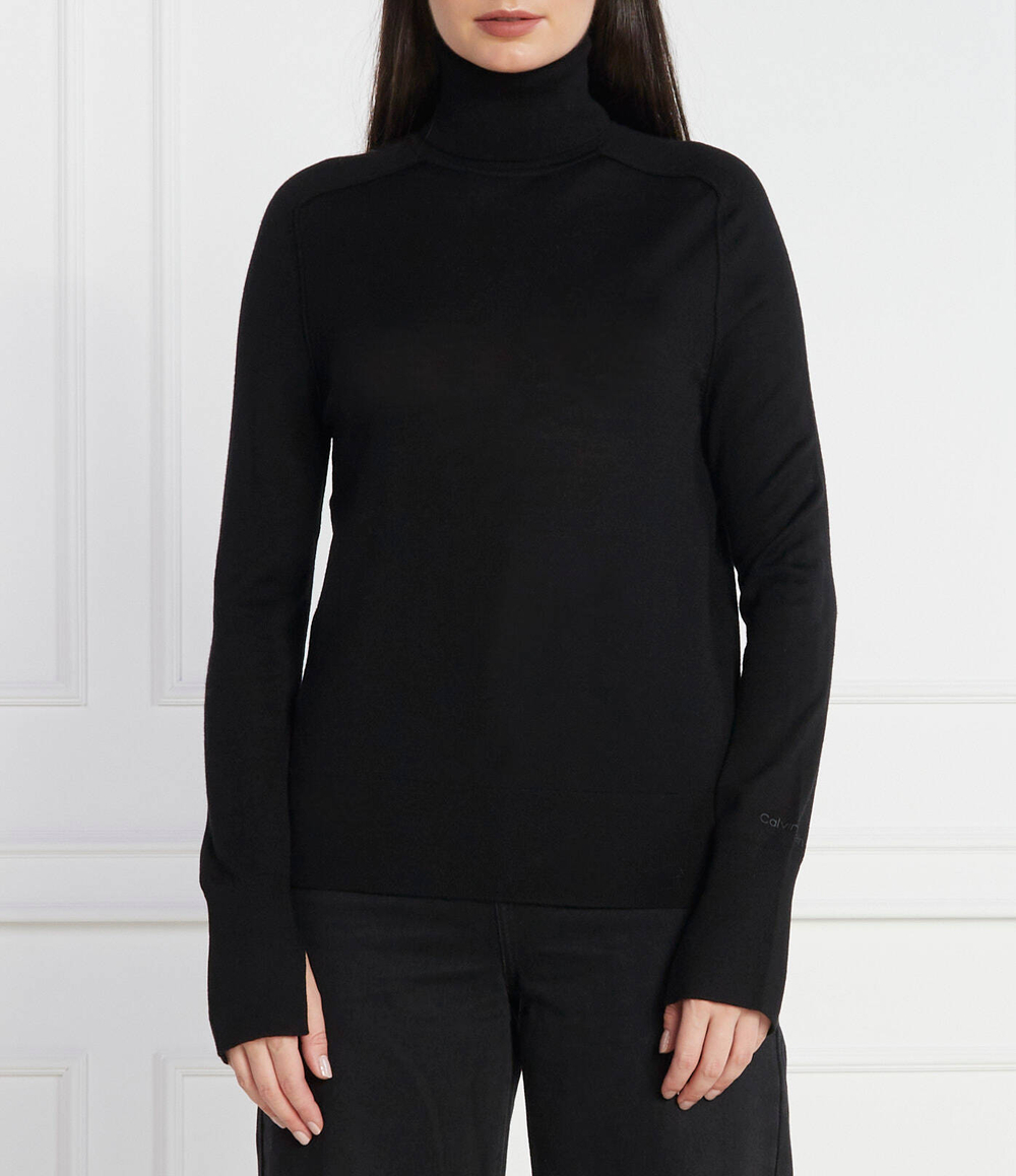 Хлопковый гольф extra fine roll-nk Calvin Klein - черный(K20K205989)