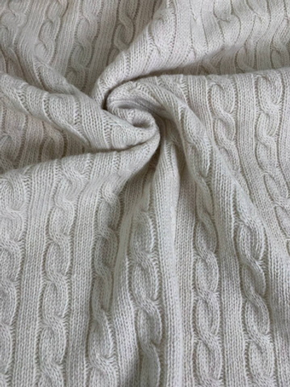 Трикотаж шерсть, молочный, жаккард косичка FC#68