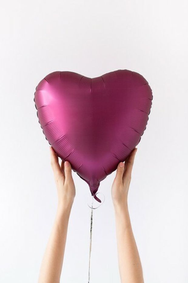 AN Шар сердце 18" / 46 см сатин Гранат Pomegranate (БГ-15)