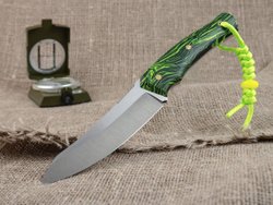 Нож для бушкрафта "Велес", сталь VG-10/Elmax, рукоять микарта (салатовая)