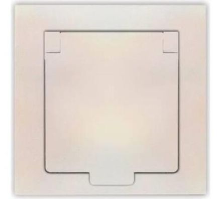 Розетка одноместная с крышкой "UNIVersal" серия "Афина"с/з, с/у, 16А, 220В, жемчуг (еврослот) (HU231