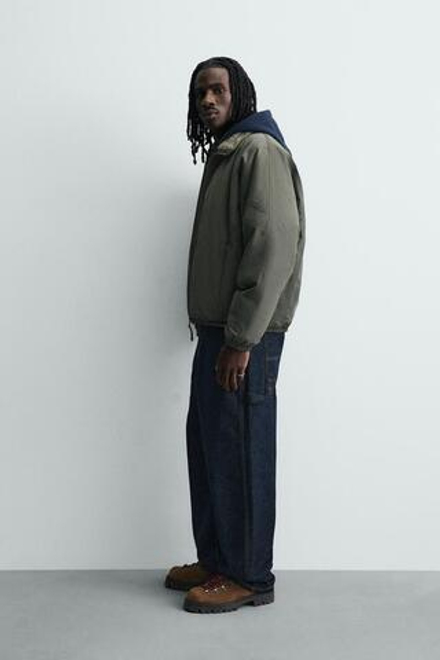 ZARA КОМБИНИРОВАННАЯ КУРТКА ИЗ ВЫСОКОТЕХНОЛОГИЧНОЙ ТКАНИ, ХАКИ