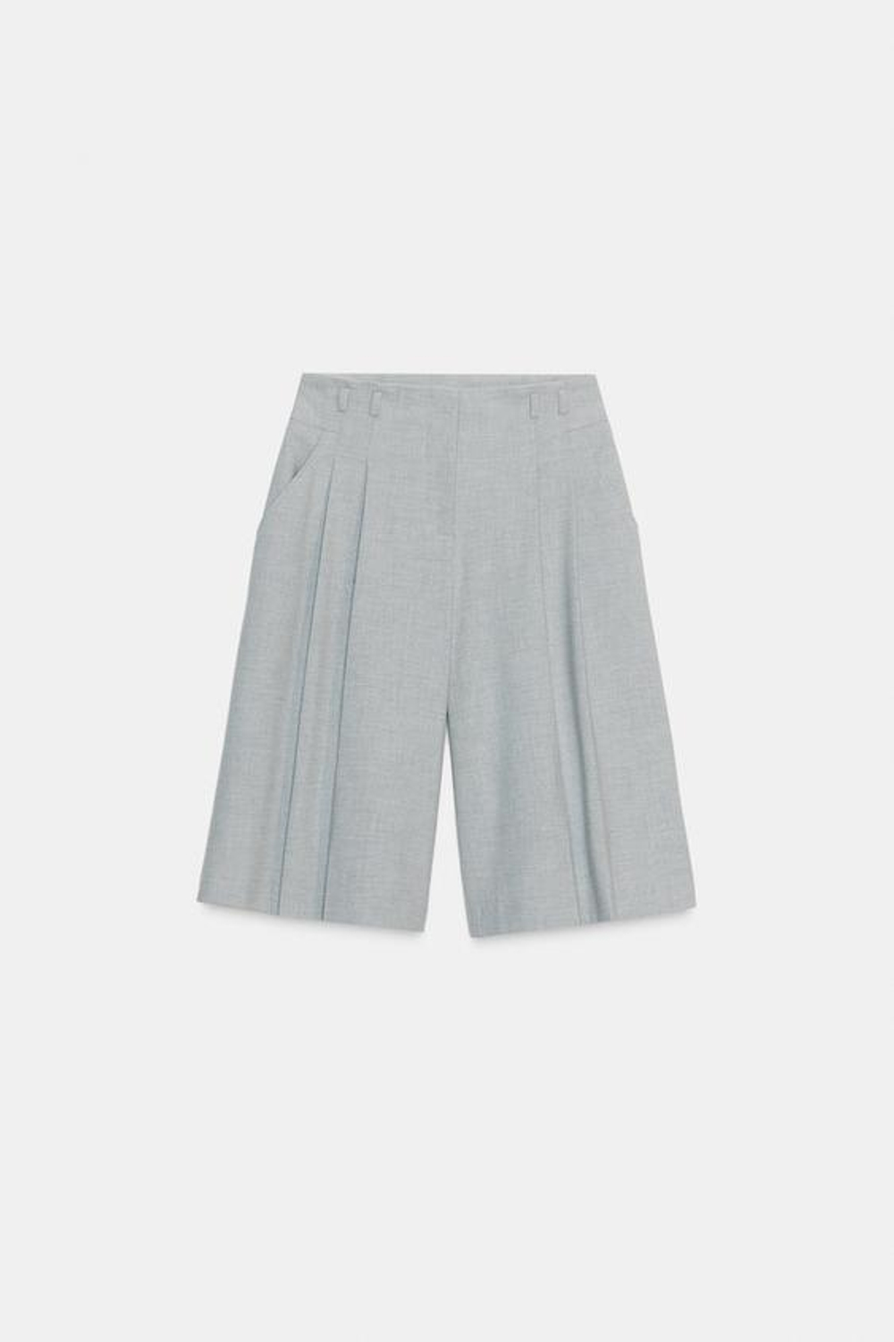 ZARА ДЛИННЫЕ БЕРМУДЫ С ЗАЩИПАМИ, СЕРЫЙ